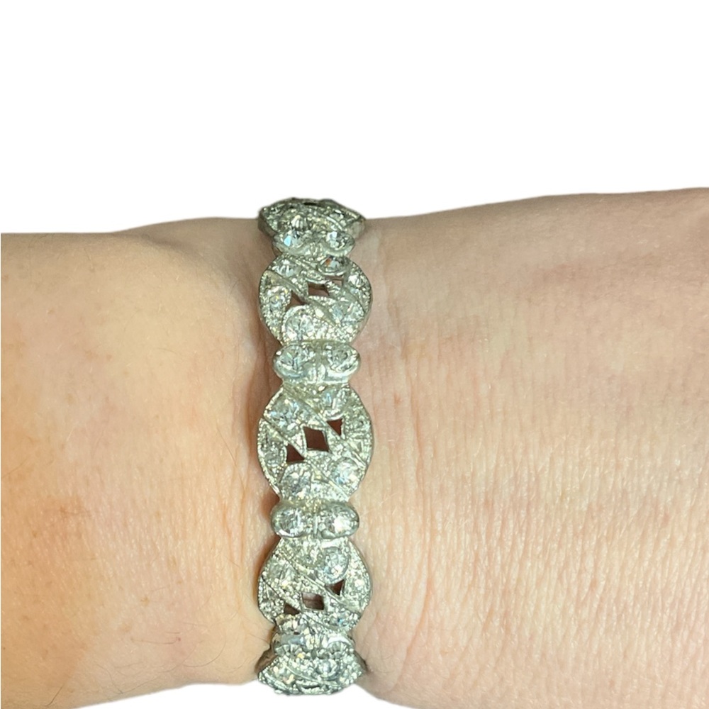 Vintage Art Deco Hinged Clear Rhinestone Bracelet